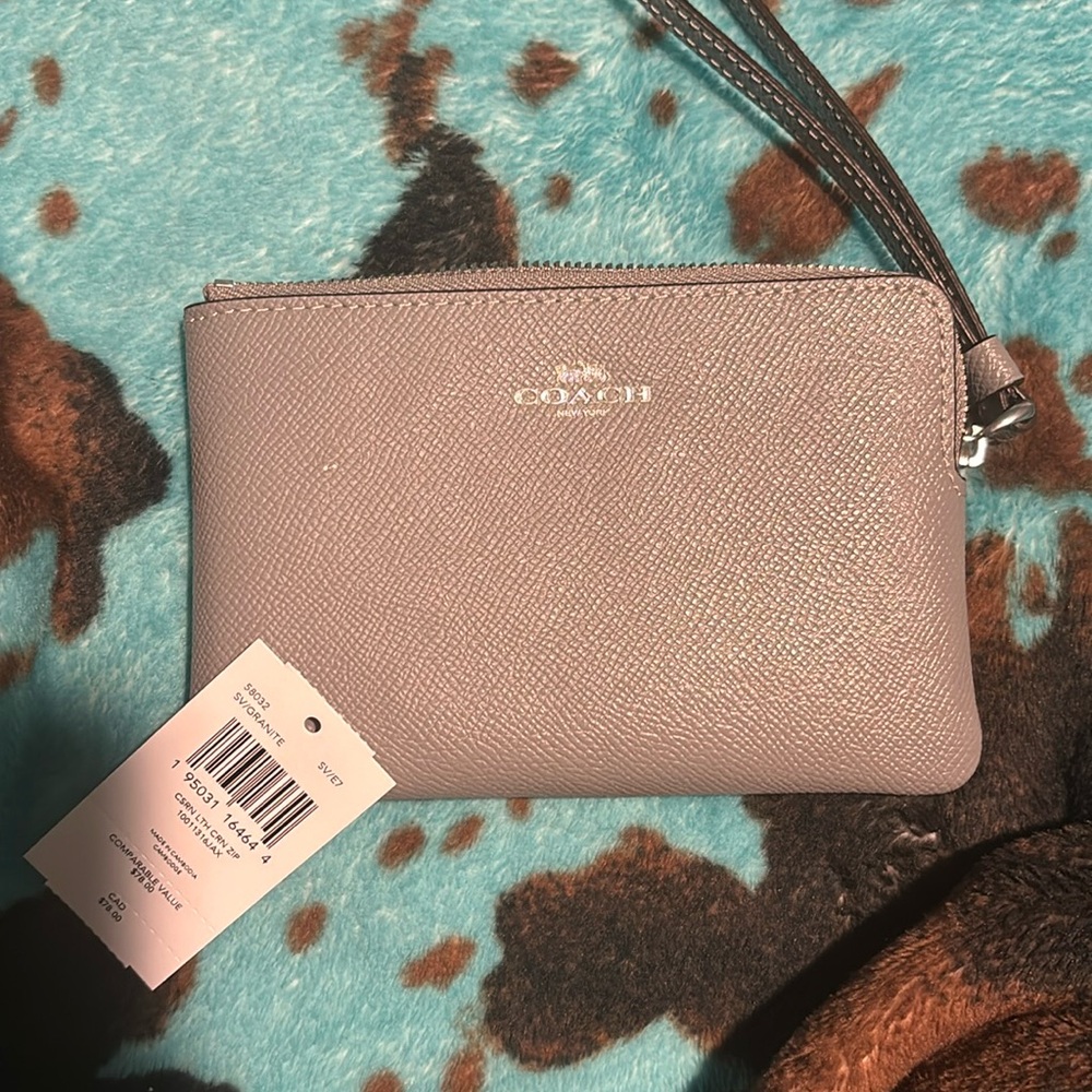Coach grey wristlet